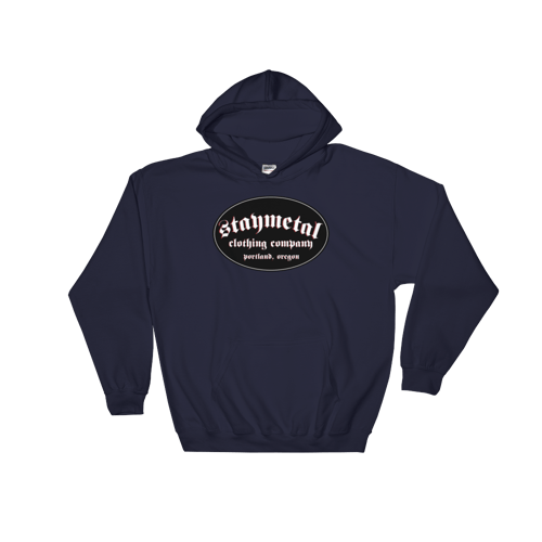 Image of  "The Defender" Navy Blue STAYMETAL Gildan Blend Hooded Sweatshirt Free Shipping in United States! 