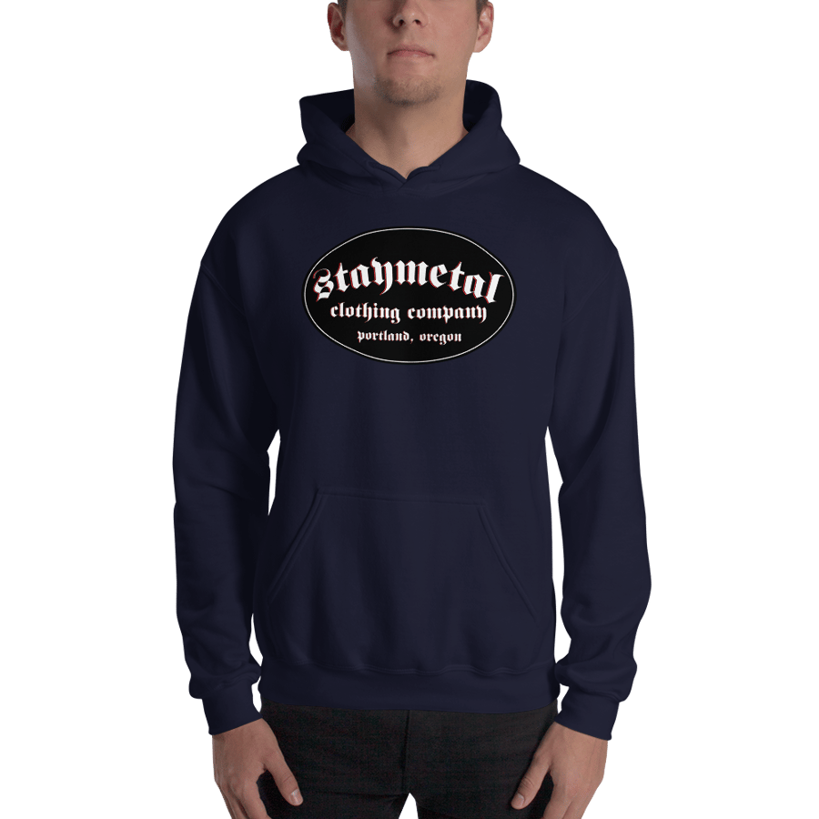 Image of  "The Defender" Navy Blue STAYMETAL Gildan Blend Hooded Sweatshirt Free Shipping in United States! 