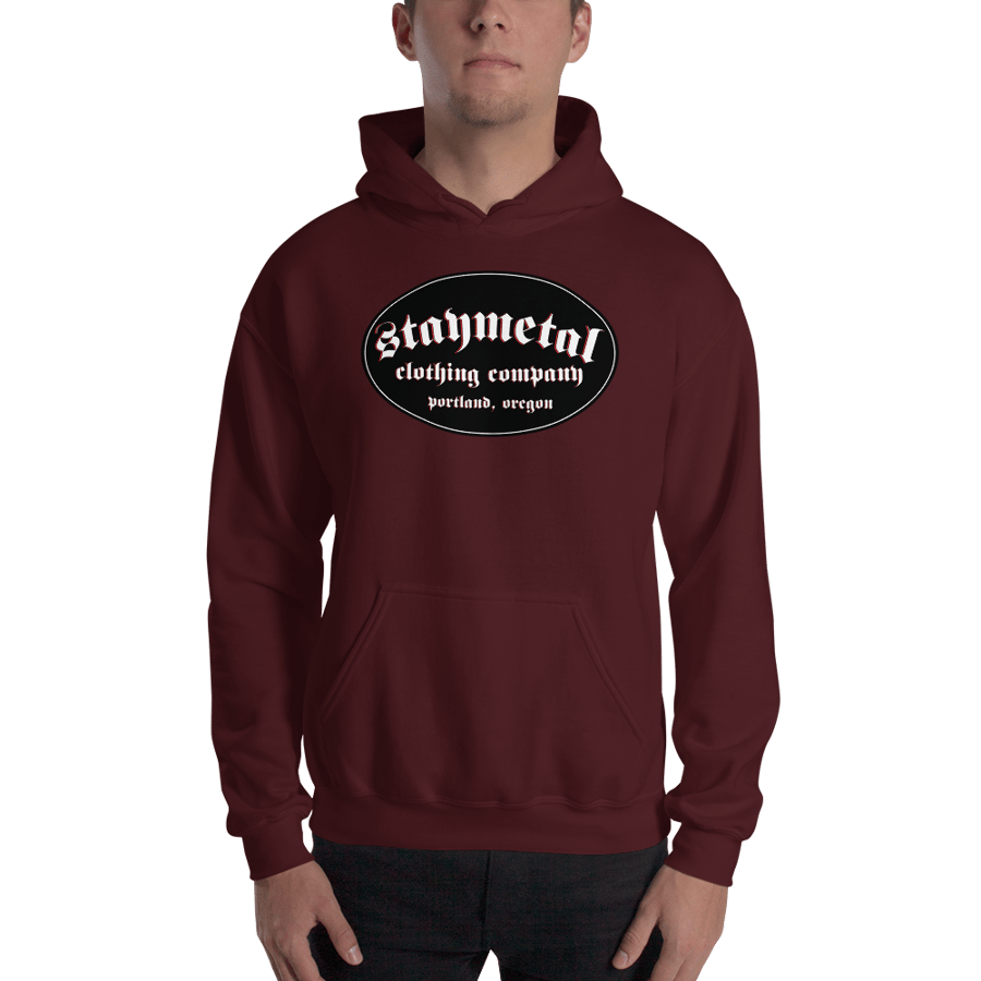 Image of Maroon Red STAYMETAL Gildan 50/50 Blend Hooded Sweatshirt - Free Shipping in United States! 