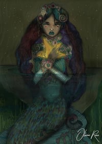 Image 1 of The mermaid and the star A4 print 