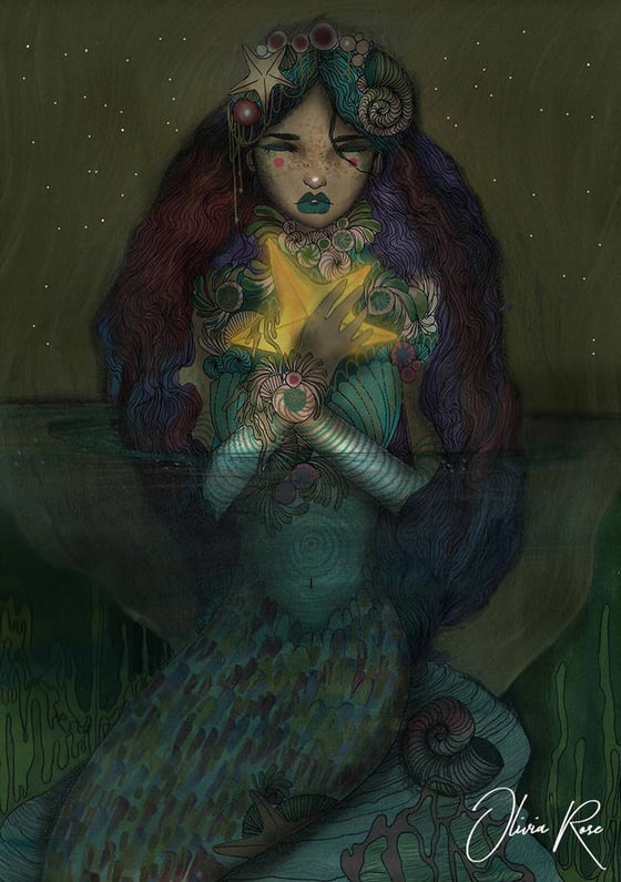 Image of The mermaid and the star A4 print 