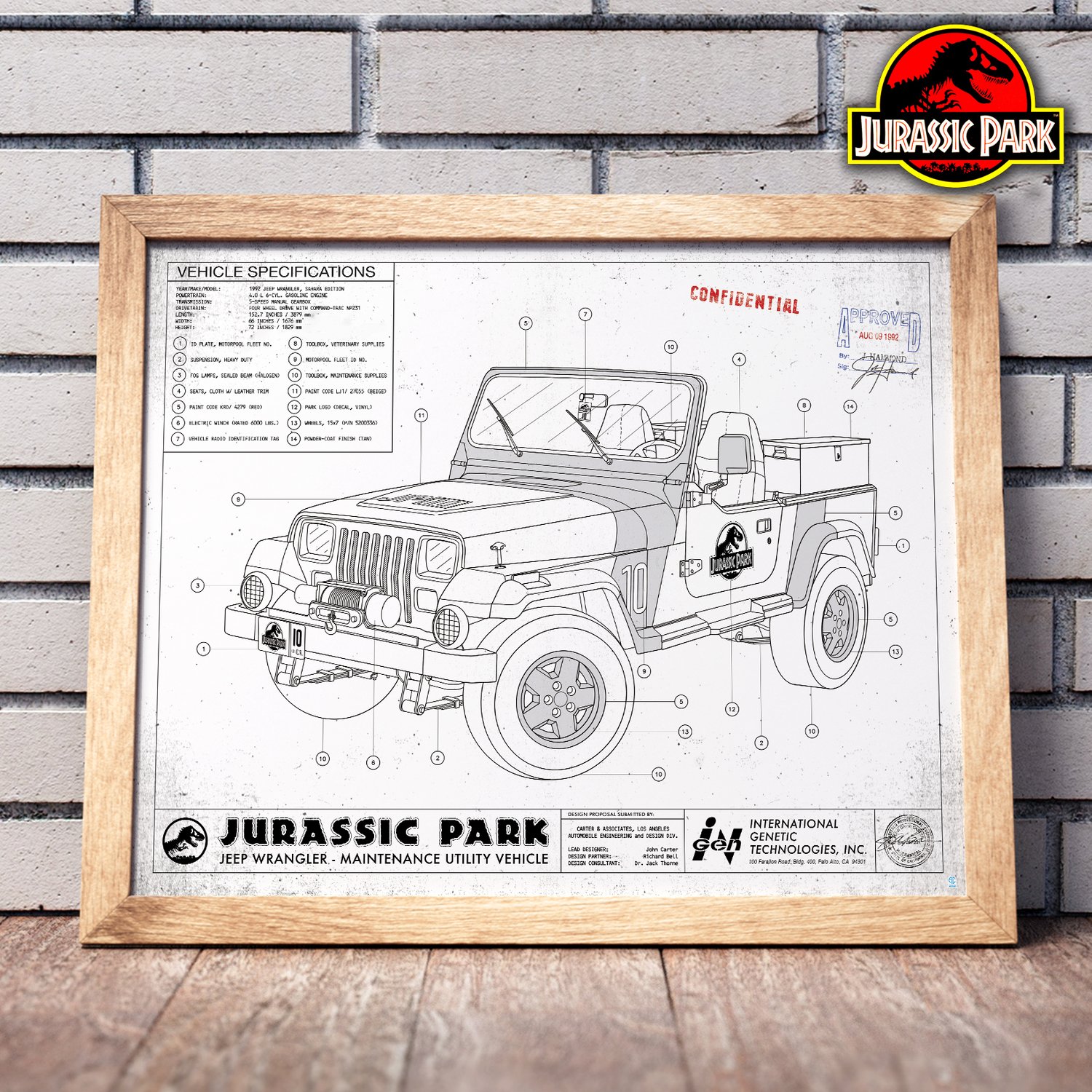 Image of JURASSIC PARK - “T-Rex Escape” Jeep #10 PRINT