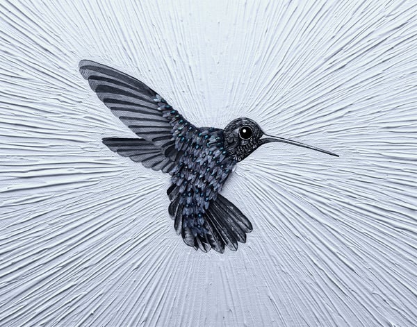 Image of 11x14 print Humming bird made of flies