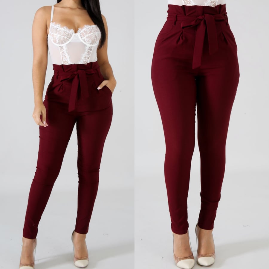Image of High waist burgundy pants 