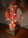 Pink Valentines DayThemed Ceramic Cactus Night Light Lamp