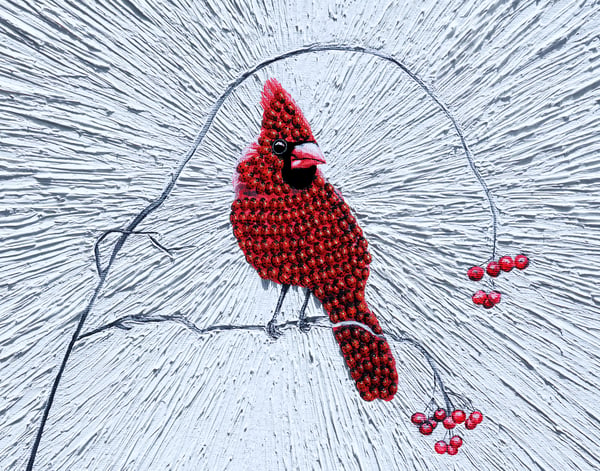 Image of 11x14 red cardinal made of ladybugs