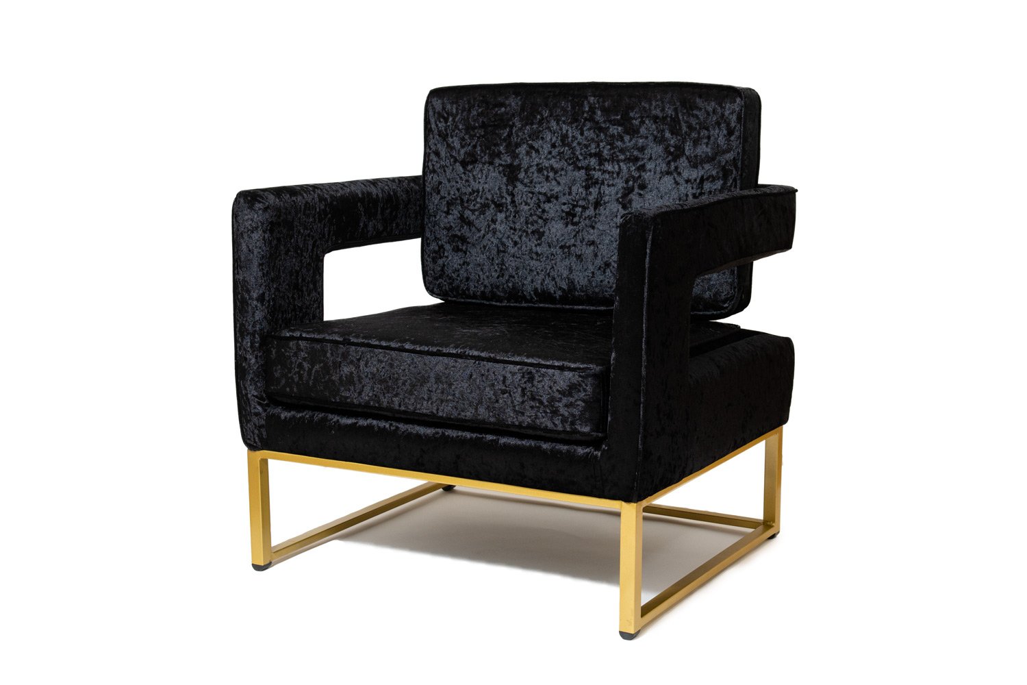 black crushed velvet armchair