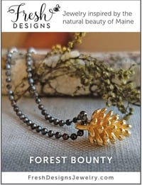 Image 1 of Simple Pine Cone Necklace (Silver or Gold on Gunmetal)