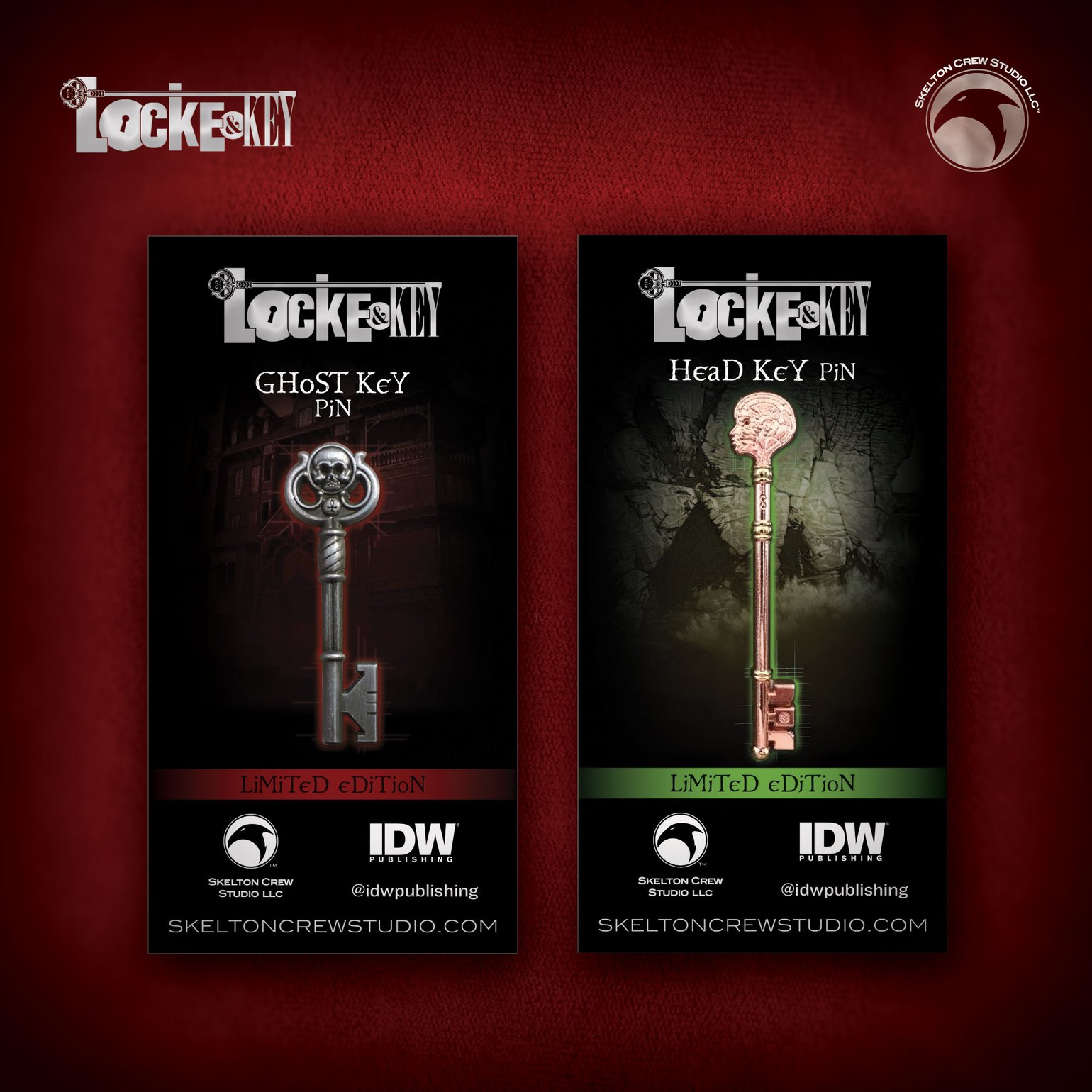 Image of Locke & Key: Limited Edition Ghost Key pin & Limited Edition Head Key pin! 