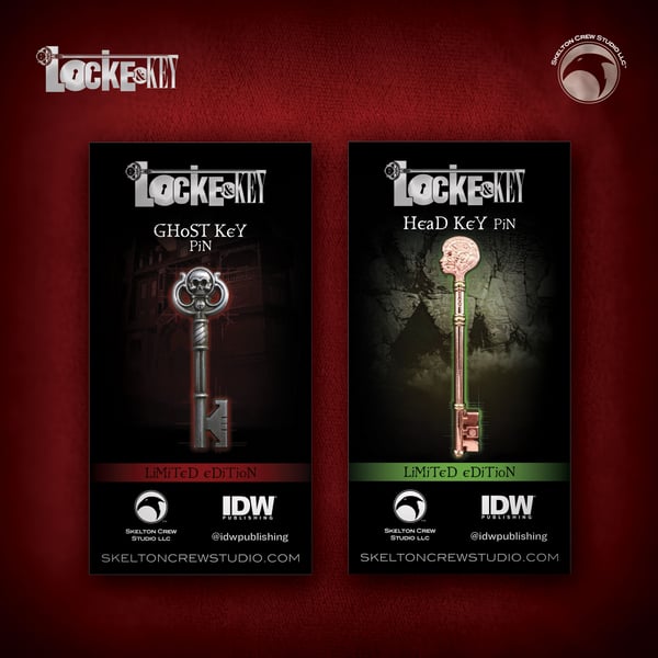 Image of Locke & Key: Limited Edition Ghost Key pin & Limited Edition Head Key pin! 