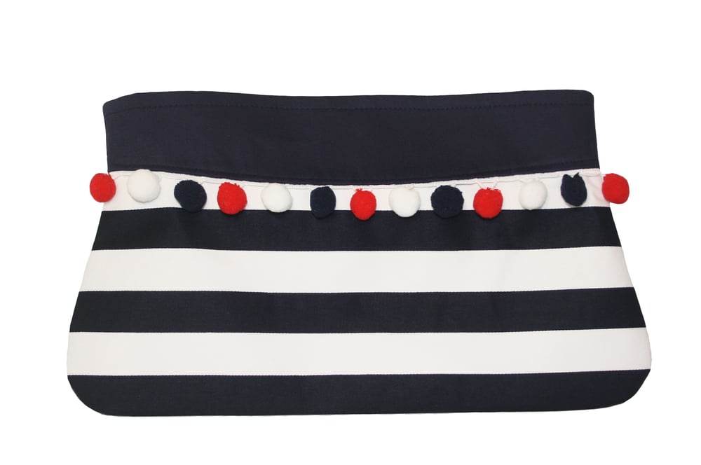 Image of Striped Clutch - Navy