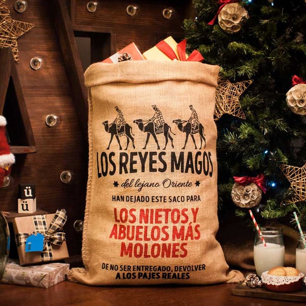 Image of Sacos de yute personalizados: Papá Noel y los Reyes Magos