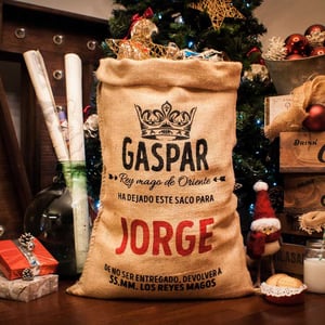 Image of Sacos de yute personalizados: Papá Noel y los Reyes Magos