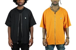 Image of Cross Colours - VINTAGE WASH PINSTRIPE BASEBALL JERSEY (15% off)