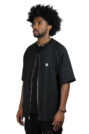 Image of Cross Colours - VINTAGE WASH PINSTRIPE BASEBALL JERSEY (15% off)