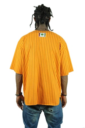 Image of Cross Colours - VINTAGE WASH PINSTRIPE BASEBALL JERSEY (15% off)