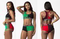 Image 1 of Cross Colours - COLOR BLOCK RACERBACK BRALETTE & BOYSHORT