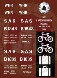 Image 1 of SAR B Wagon Decals (Includes WHR Livery)