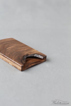 Image of Walnut business card holder - unique live edge OOAK accessory for cards 90 x 50 mm