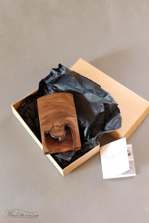Image of Walnut business card holder - live edge  unique OOAK accessory for cards 90 x 50 mm