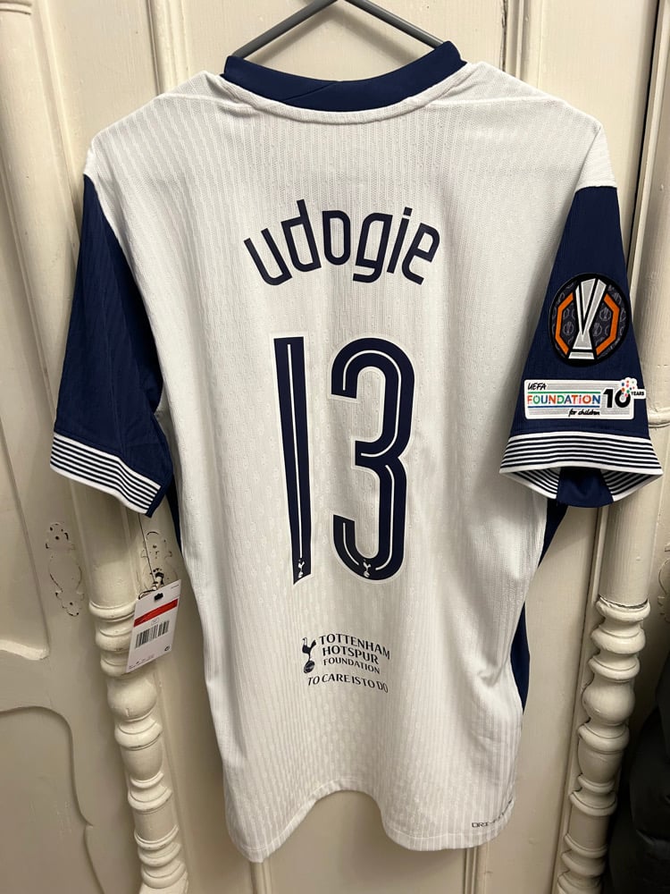Image of Tottenham Hotspur “UDOGIE 13” Vaporknit 2024/25 Home Europa Final Shirt (L)