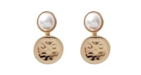 Image 1 of Gold and Pearl Statement Earrings
