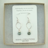 Image 3 of Moss aquamarine earrings sterling silver lotus loop v2