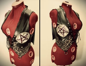 Image of Fringed pentagram vest with leopard