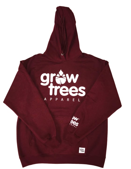 Image of Grow Trees Hoodie (Original) Maroon with White