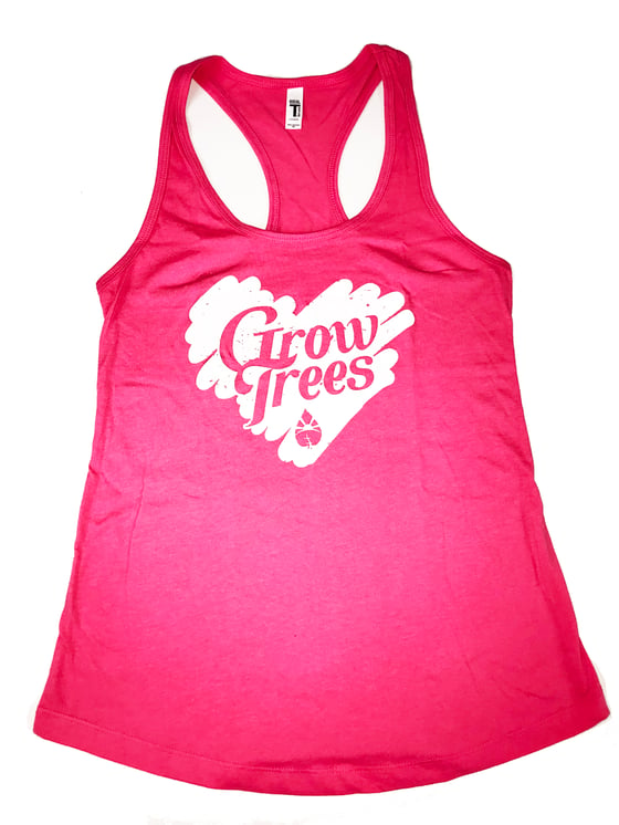 Image of Grow Trees Women's Tank Top (Hot Pink with White) 