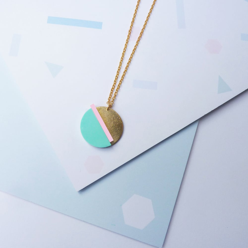Image of Horizon Necklace Mint & Pink