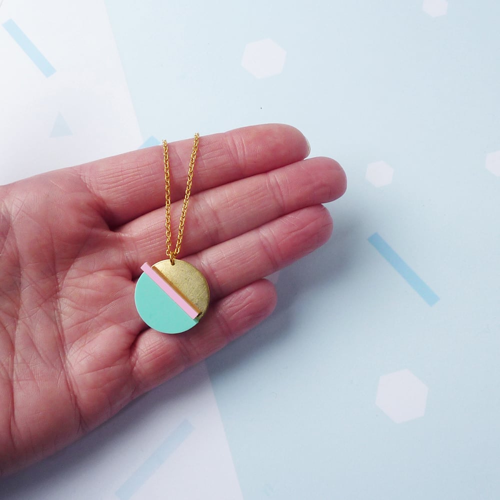 Image of Horizon Necklace Mint & Pink
