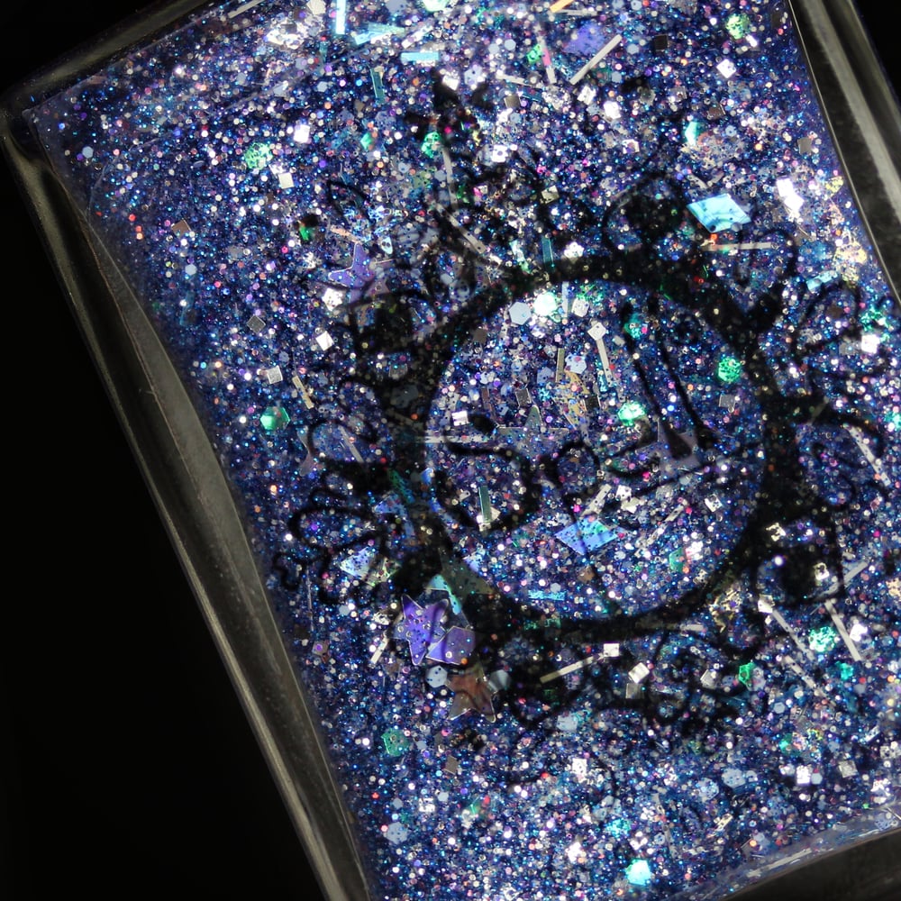 Image of ~Winter Wonderland~ glitter top coat w/silver periwinkle & holo glitters featuring diamonds & stars 