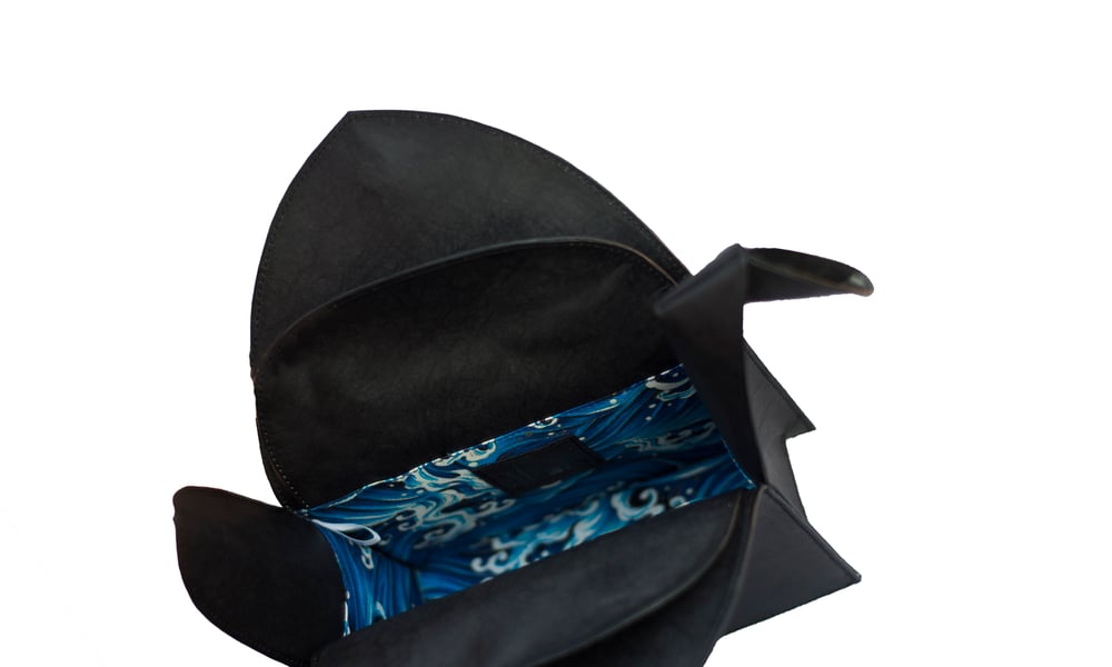 Image of Black Tyvek Paper Origami Crane Purse