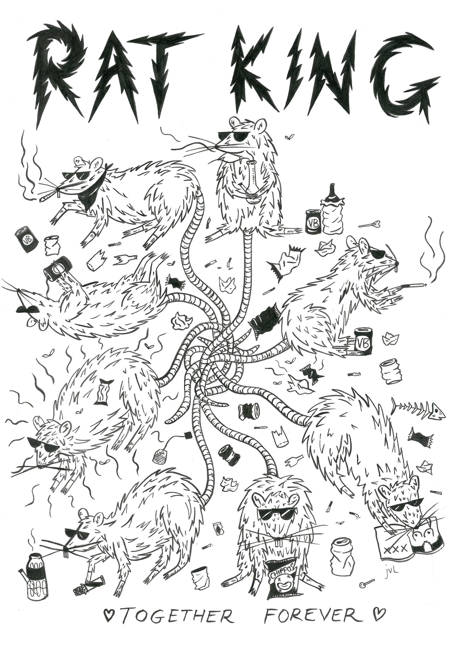 Illustration of a rat king