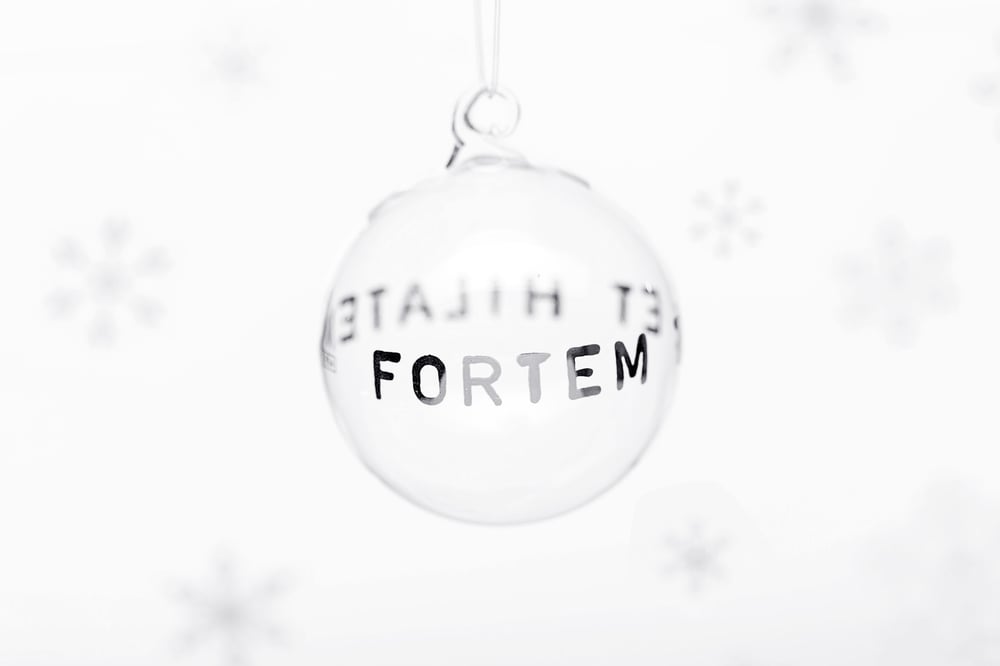 Image of "I wish you health..." 7cm Christmas tree ball with platinum inscription