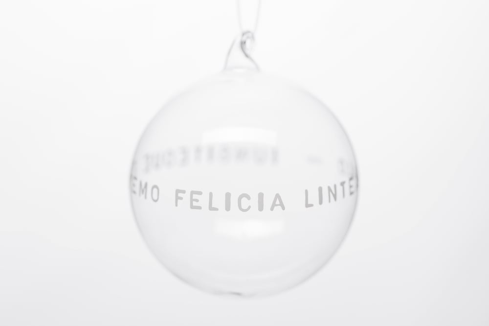 Image of "Hoist propitious sails..." 10cm Christmas tree ball with white inscription