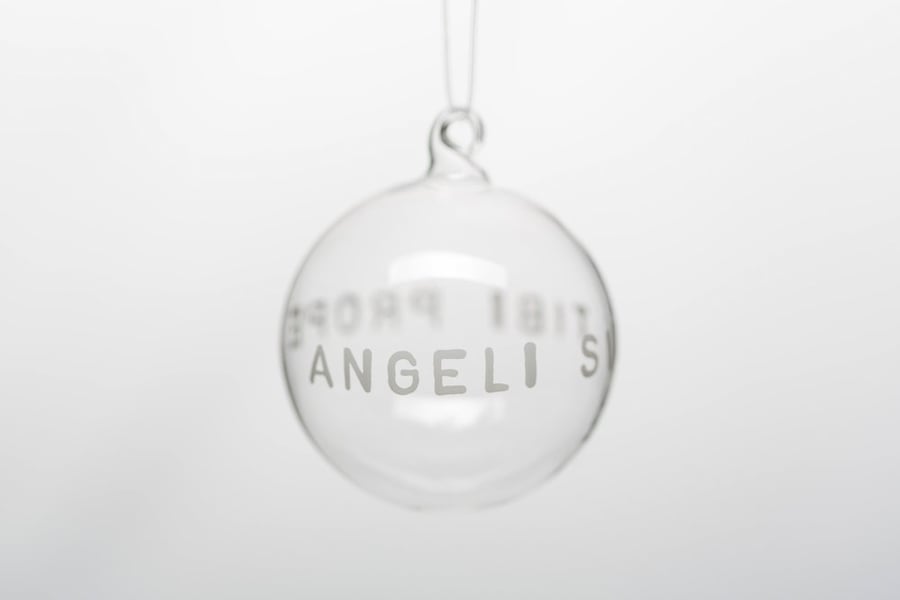 Image of "May angels..." 7cm Christmas tree ball with white inscription