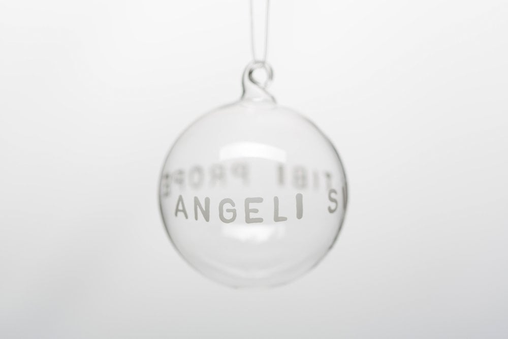 Image of "May angels..." 7cm Christmas tree ball with white inscription