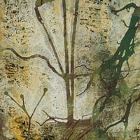 Image 4 of Botanical Monotype ~ Snowdrops, Olive, Muddy Greens and Browns ~ 5x7 Birch Panel 