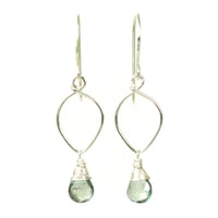Image 1 of Moss aquamarine earrings sterling silver lotus loop v2