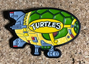 Image of 2” Turtle Blimp Soft Enamel Pin (Glitter)