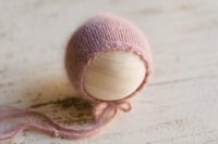 Image 2 of Dusty Mauve {Angora} Frilled Edge Bonnet