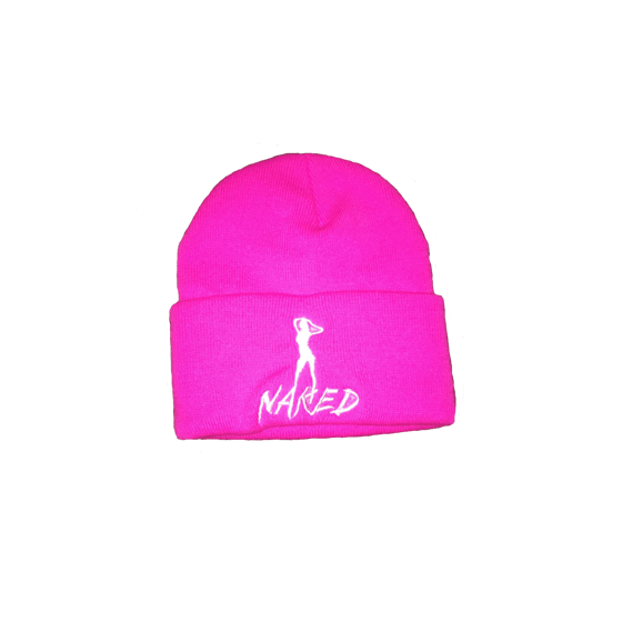 Image of N A K E D BEANIE CAP (PINK/WHITE)