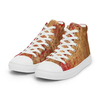 Image 11 of Gold and Red Textured Antique Goth Inspired Women’s high top canvas shoes