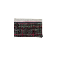 Image 5 of Harris Tweed Zip Bag Charcoal, Grey & Red.