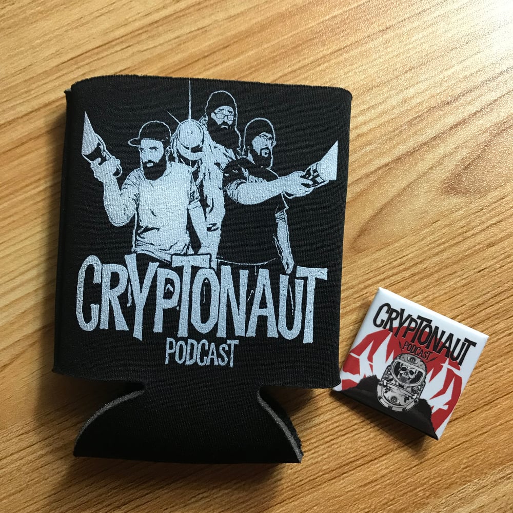 Image of Cryptonaut Podcast Koozie and BONUS PIN! 