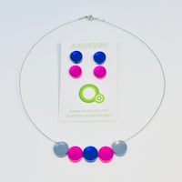 Image 1 of Náhrdelník Circle Šedo-fuksiovo-modrý 