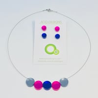 Image 2 of Náhrdelník Circle Šedo-fuksiovo-modrý 