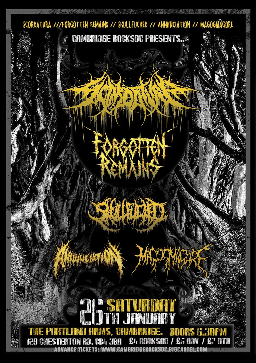 Cambridge RockSoc Gigs — Scordatura // Forgotten Remains // Skullfucked ...